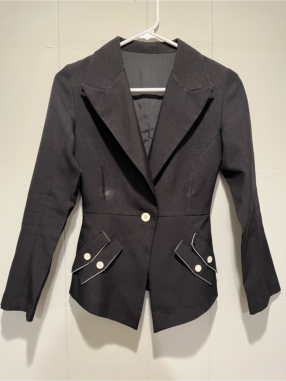 Classic Women's Black Blazer with Contrast Trim size Small